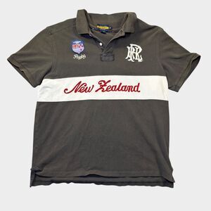 Ralph Lauren Rugby Shirt Mens XXL New Zealand Gray Polo Crest Embroidered